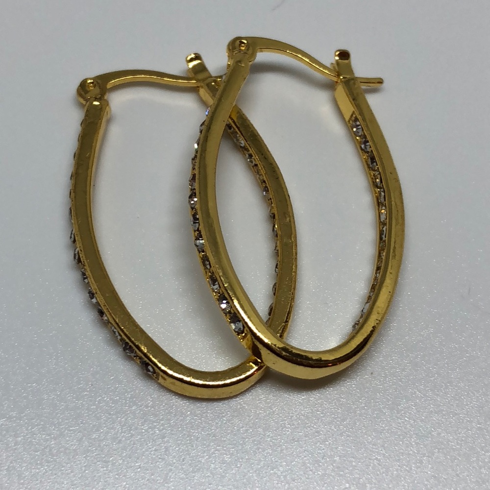 9k gold filled stones LG huggie back earrings - Picture 5 of 7